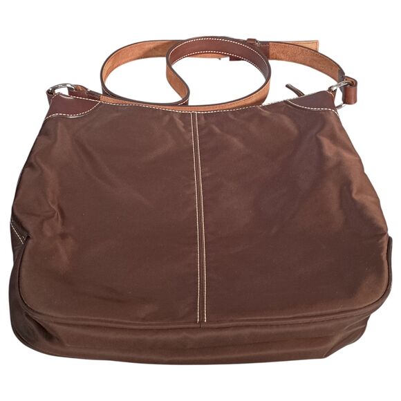 Dooney and Bourke Wayfarer Brown Nylon Leather Shoulder Crossbody Handbag Large - Picture 7 of 13